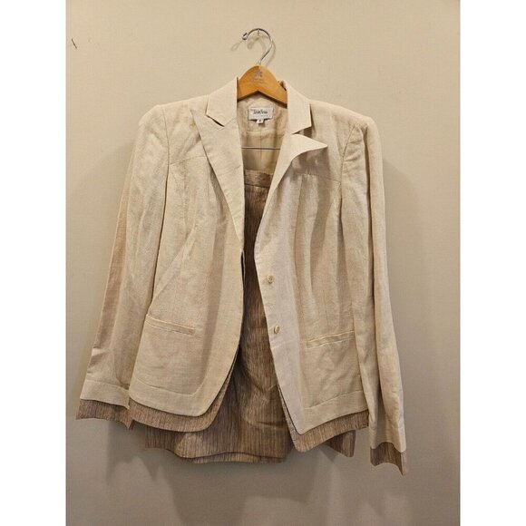 Women's Neiman Marcus Exclusive Linen Blend Jacket/Skirt Suit Size 8 Made in USA - Picture 1 of 16